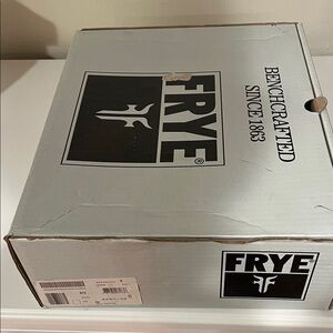 Frye canvas/leather brown short boot. Distressed. New in Box.